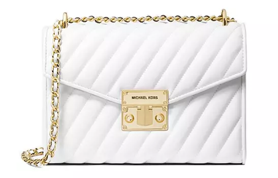 MICHAEL KORS Сумка через плечо из полиэстера и кожи розового цвета, женская, среднего размера, чисто-белая