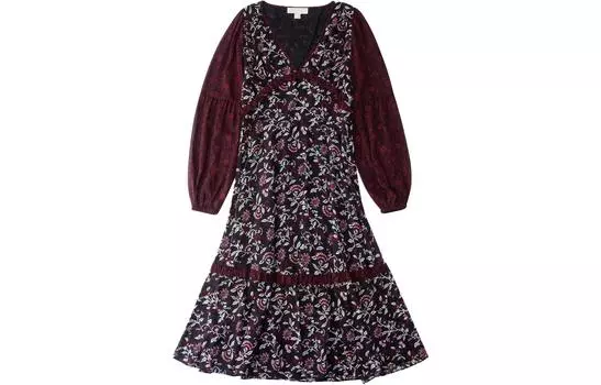 Michael Kors Женское платье с длинными рукавами Michael Kors, цвет Burgundy