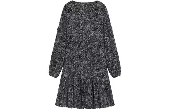 Michael Kors Женское платье с длинными рукавами Michael Kors, цвет Black/Gray