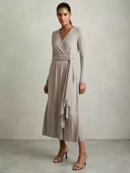 Миди-платье из джерси с запахом от мэдлин Reiss, цвет Mid Grey
