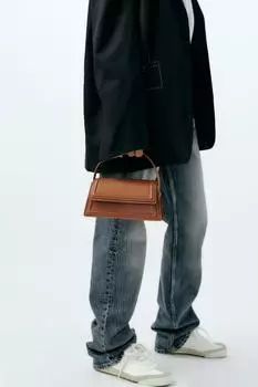 Мини городская сумка ZARA, темно-загар