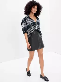 Мини-Юбка из искусственной кожи Gap, черный