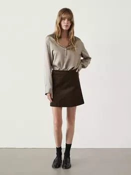 Мини-Юбка из вельвета Massimo Dutti, коричневый