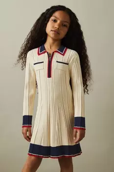 Мини платье Annie в рубчик с цветными блоками Reiss, коричневый