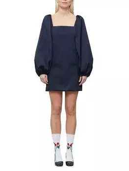 Мини-платье BERNADETTE с пышными рукавами из тафты ava, navy
