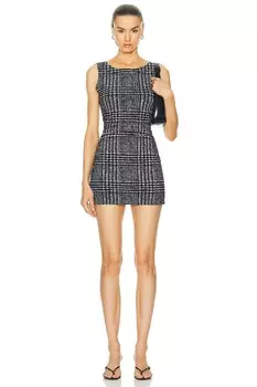 Мини-платье без рукавов Pickleball Norma Kamali, цвет Large Glenn Plaid Tweed
