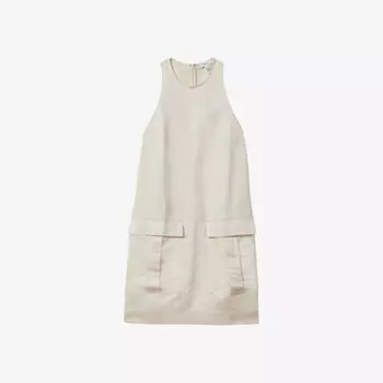 Мини-Платье Cecile с круглым вырезом и рукавами из льняной смеси Reiss, бежевый