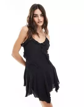 Мини-платье Holly с оборками черного цвета Cotton:On