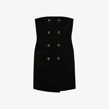 Мини-Платье Ilze из бархата с вырезом-бандо Reiss, черный