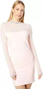Мини-платье из кристаллической сетки Bebe, цвет Blush