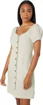 Мини-платье из льна и хлопка с пышными рукавами Madewell, цвет Faded Seagrass