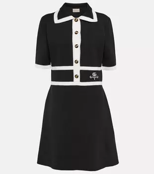 Мини-платье из шерсти с вышивкой GUCCI, черный