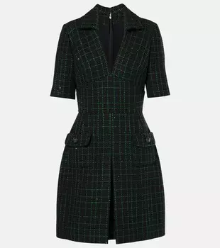 Мини-платье из твида Elie Saab, цвет black/marisa green