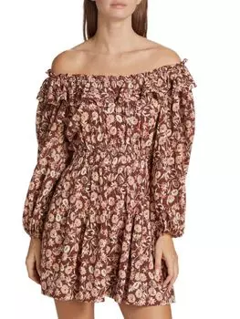 Мини-платье Layla с открытыми плечами The Westside, цвет Brown Multicolor