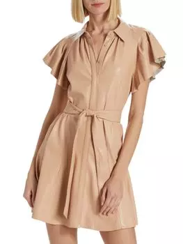 Мини-платье McKell из искусственной кожи с поясом Alice + Olivia, цвет Almond