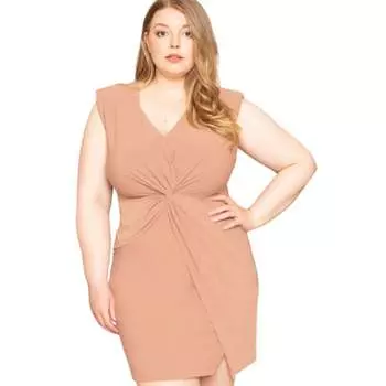 Мини-платье размера плюс с перекрученной талией FASHNZFAB, цвет mauve