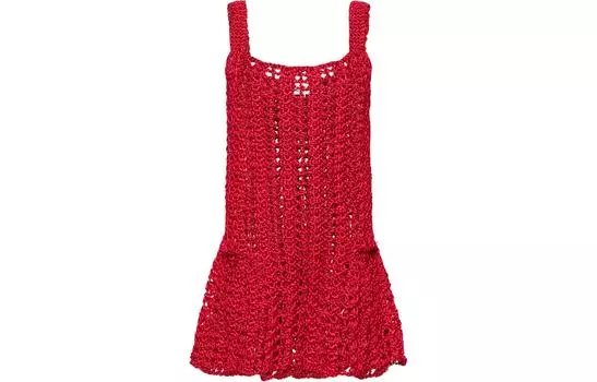 Мини-платье с баской из толстой вязки JW Anderson, красный