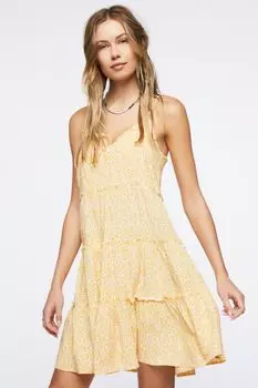 Мини-платье с цветочным принтом Forever 21, желтый