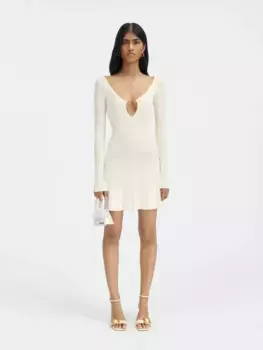 Мини-платье с длинными рукавами и фестонами Pralu Jacquemus, белый