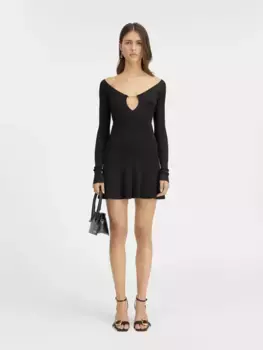 Мини-платье с длинными рукавами и фестонами Pralu Jacquemus, черный
