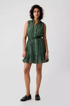 Мини платье с люверсами Gap, зеленый