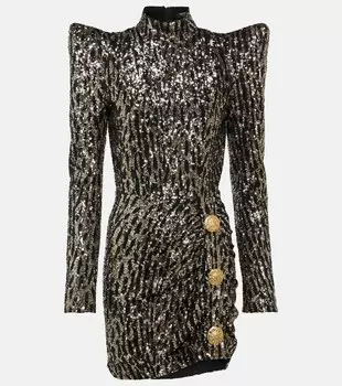 Мини-платье с пайетками BALMAIN, разноцветный