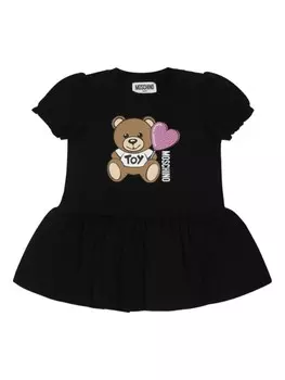 Мини-платье с принтом плюшевого мишки Moschino Kids, черный