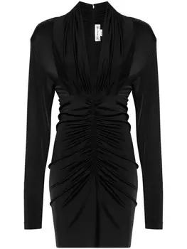Мини-платье с рюшами Victoria Beckham, черный