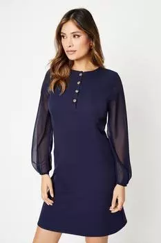 Мини-платье с шифоновыми рукавами Debenhams, темно-синий