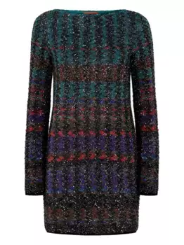 Мини-платье с узором, украшенное пайетками Missoni, синий