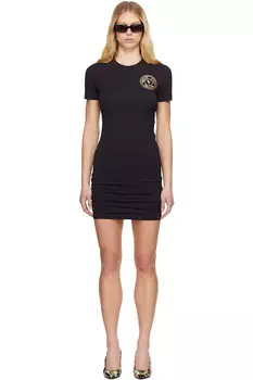 Мини-платье с V-образной эмблемой Versace Jeans Couture, черный