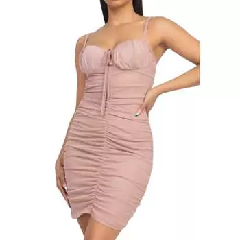 Мини-платье со сборками спереди FASHNZFAB, цвет tan
