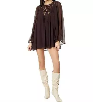 Мини-платье Sunshine Of Love в цвете «черный кофе» Free People