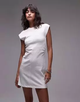 Мини-платье Topshop с завышенной талией цвета слоновой кости