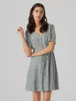Мини-платье Vero Moda "VMALBA SS SHORT DRESS WVN NOOS", цвет Laurel Wreath Aop:Joey