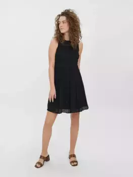 Мини-платье Vero Moda "VMHONEY LACE S/L O-NECK SHORT DRESS WVN", черный