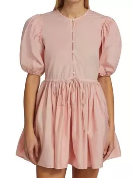 Мини-платье Xirena из хлопка с пышными рукавами aurie, blush