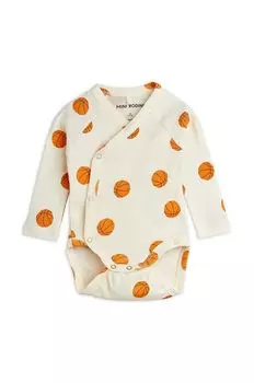 Mini Rodini Хлопковое детское боди Basketball, белый