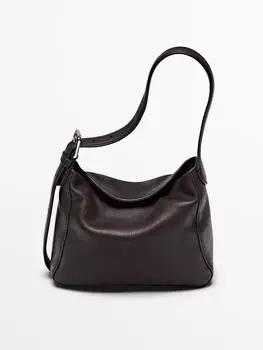 Мини-Сумка из кожи наппа Massimo Dutti, коричневый