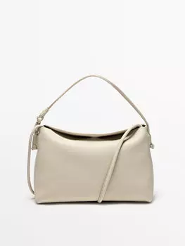 Небольшая сумка из кожи наппа с узлами Massimo Dutti, белый