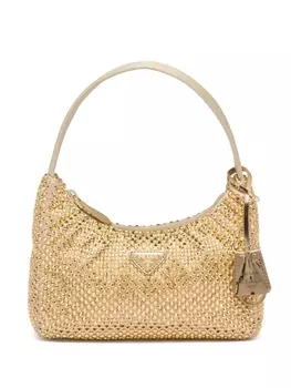 Мини-сумка Prada Hobo с кристаллами, золотистый