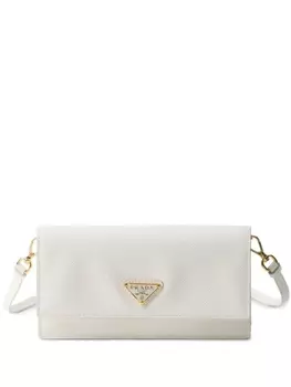Мини-сумка Prada из кожи с треугольным логотипом, белый