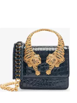 Мини-сумка Roberto Cavalli Roar с крокодиловым принтом, синий
