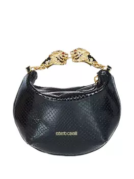 Мини-сумка с эффектом змеи Roberto Cavalli, черный
