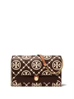 Мини-сумка с монограммой Tory Burch, коричневый