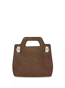 Мини-сумка Wanda со стразами Ferragamo, коричневый