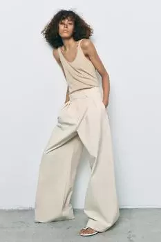 Мини-топ в рубчик ZARA, цвет Sand/Marl