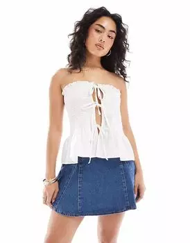 Мини-юбка-годе из денима ASOS DESIGN средне-синего цвета