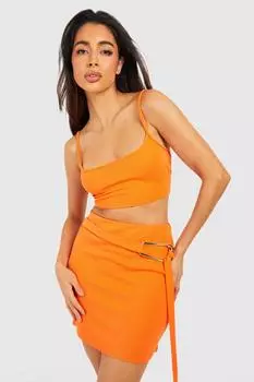 Мини-юбка из джерси из крепа Boohoo, оранжевый