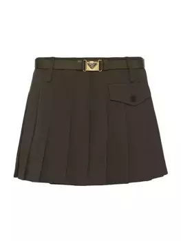 Мини-юбка из габардина Prada, зеленый